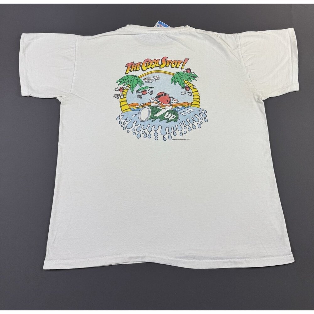 Rare Vintage 90s 7UP Soda Drink Promo 1991 Cool Spot Snack White Large USA Made